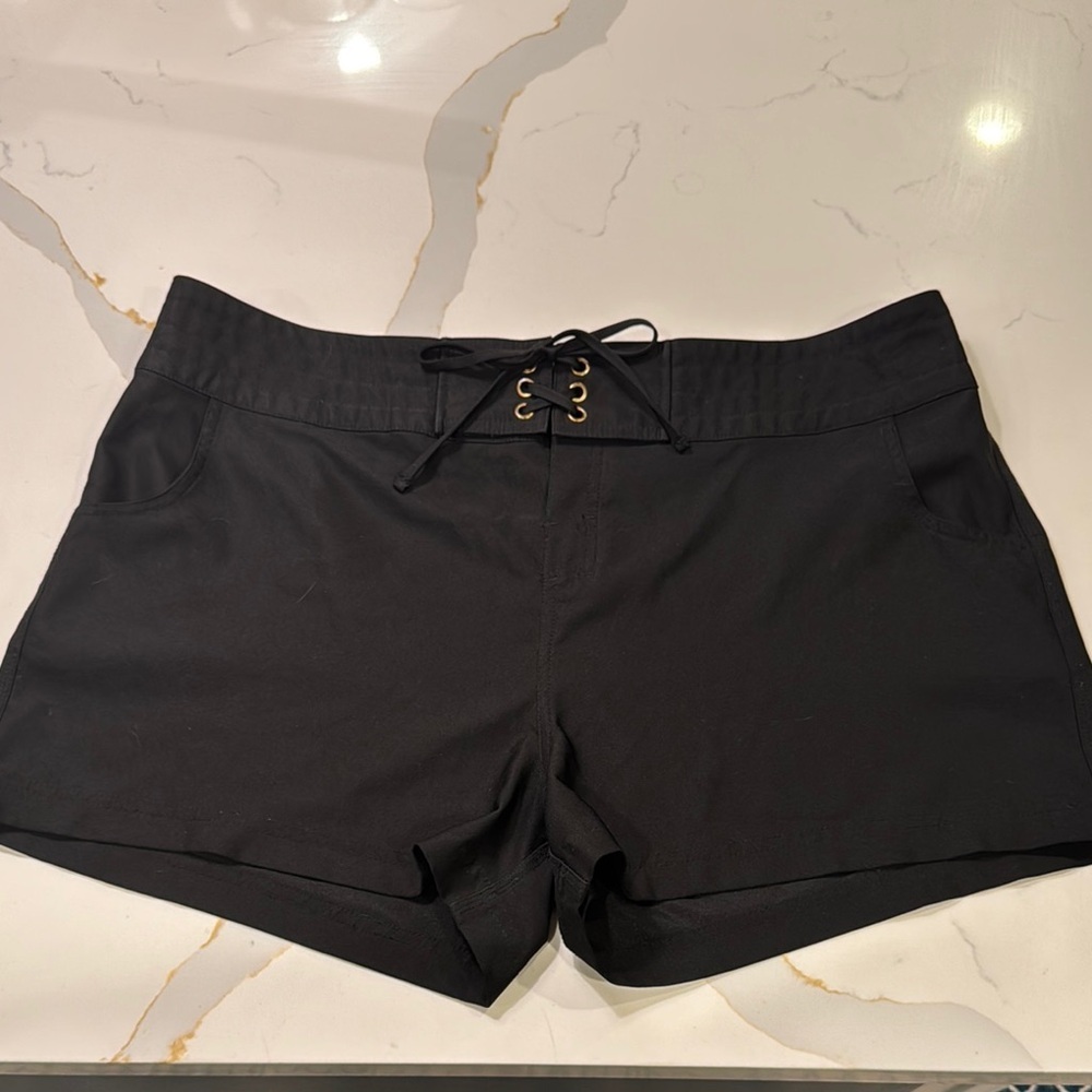 La Blanca High Waist Black Shorts with Drawstring